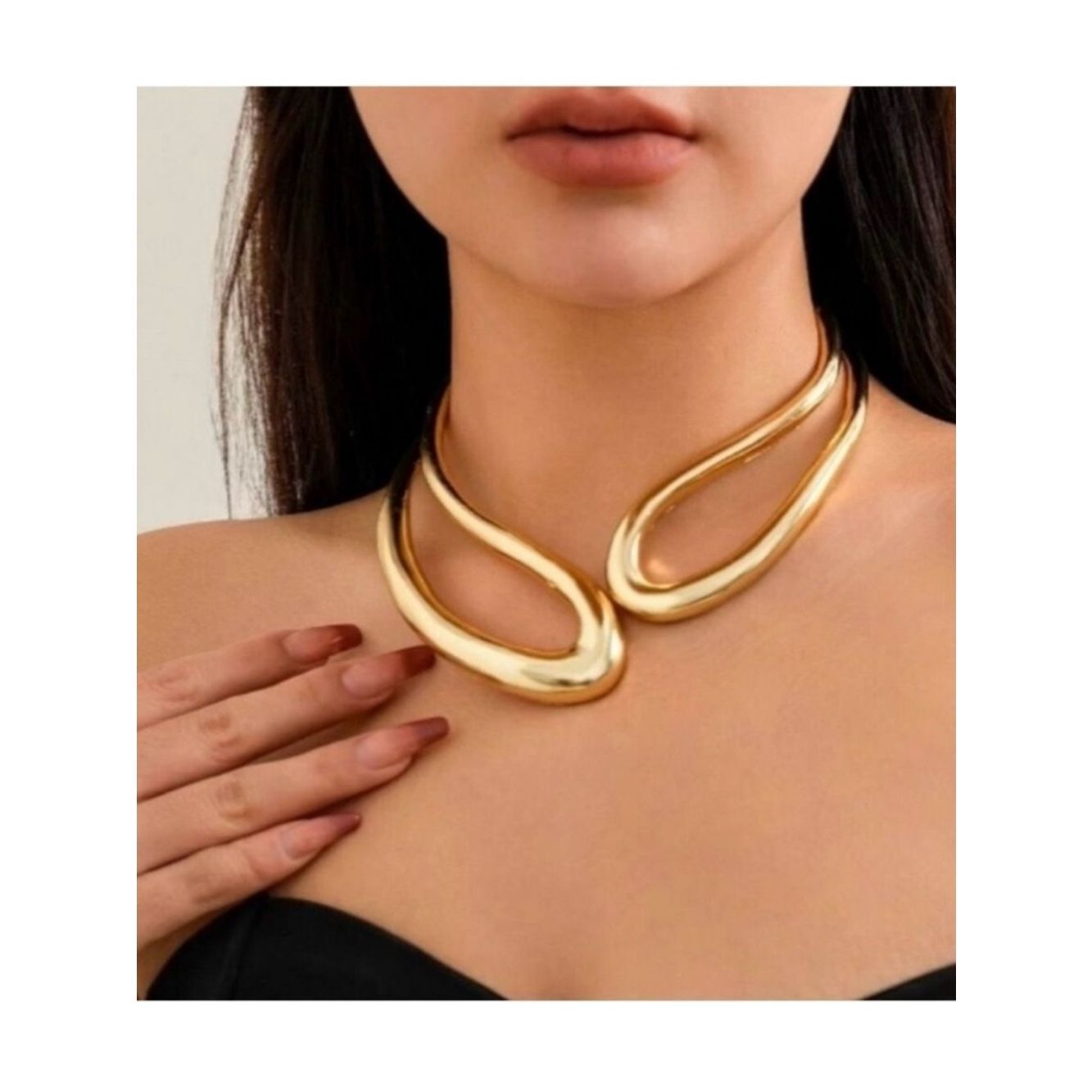 Nwt Gorgeous House Of Harlow 1960 Gold Asymmetric Open Collar Chocker Necklace